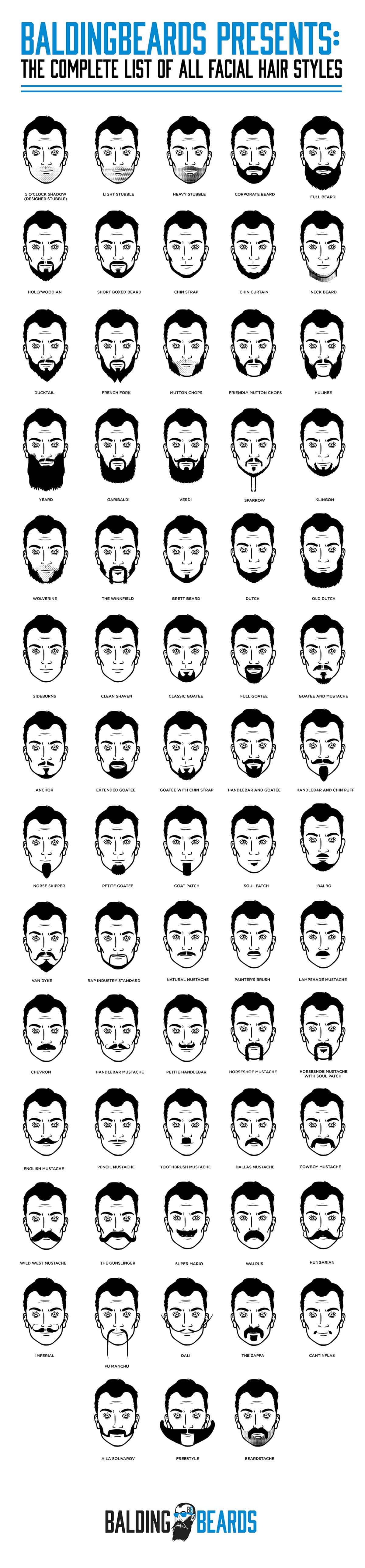 facial hair styles chart