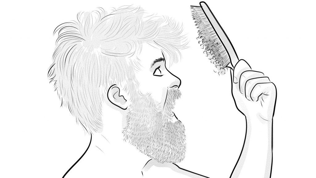 Make sure your beard isn’t still wet from your shower before you brush it