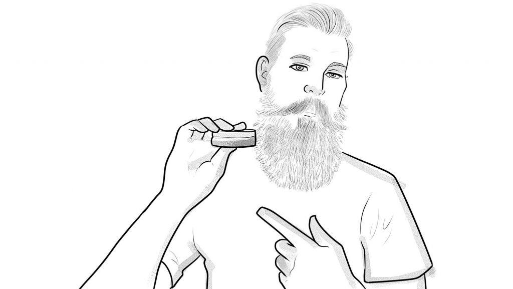 Put a small amount of beard wax in your palm