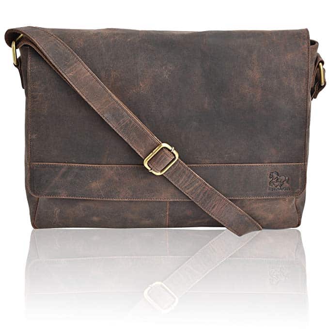 Mens Genuine Leather Vintage Shoulder Messenger Bag Crossbody Work/Day Bag Casual Everyday Satchel Bag 