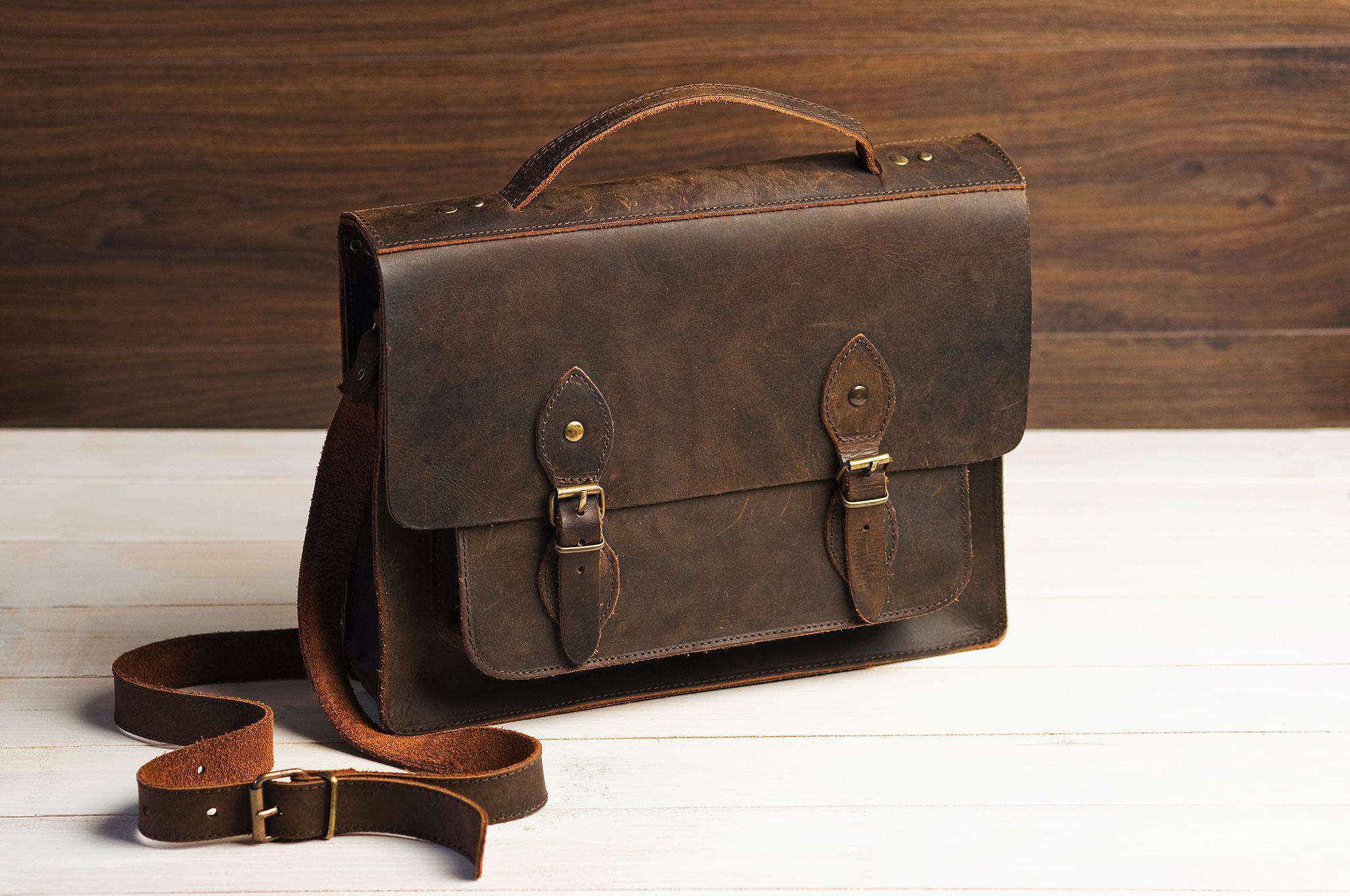 Mens Genuine Vintage Leather Satchel Messenger Man Handmade Laptop Briefcase Bag