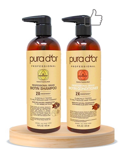 Pura D'Or Professional Grade Anti-Hair Thinning Shampoo & Conditioner-min