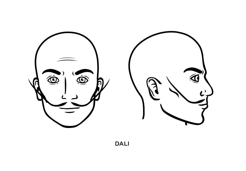 bald man with Dali mustache