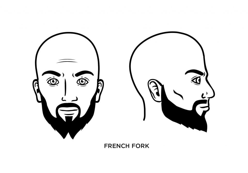 bald man with French fork beard